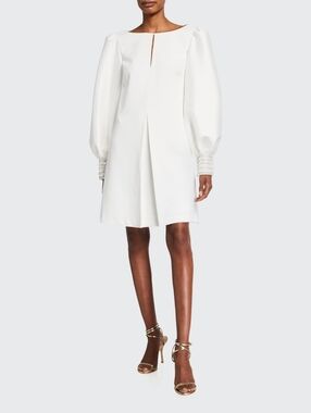 Badgley Mischka Beaded-Cuff Balloon-Sleeve A-Line Dress Women's 10 Elegant